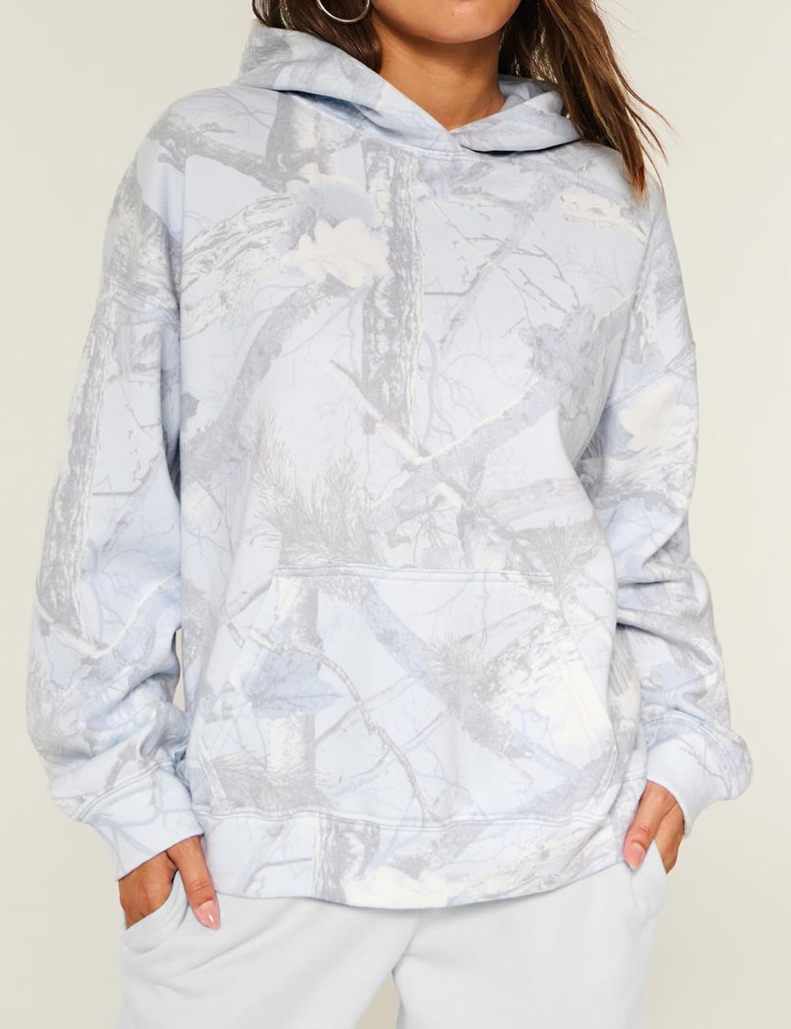 Dsewpaur Camo Hoodie For Women Oversized Long Sleeve Drop Shoulder Fleece Hooded Sweatshirt Pullover With Pocket Outfits