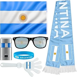 World Cup 2026 Fan Gear Set, 6 Pcs Soccer Cheer Kit with Flag, Scarf, Face Paint, Glasses, Bracelet, and Hand Clapper - Perfect for Supporters & Viewing Parties