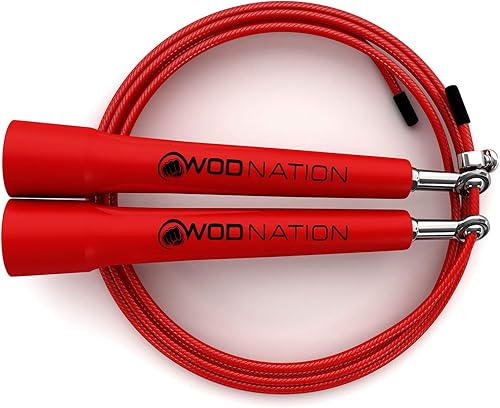 Miniatura 8 de WOD Nation Cuerda de saltar de velocidad ajustable para hombres, mujeres y niños, cuerda de saltar rápida para fitness, perfecta para boxeo, artes