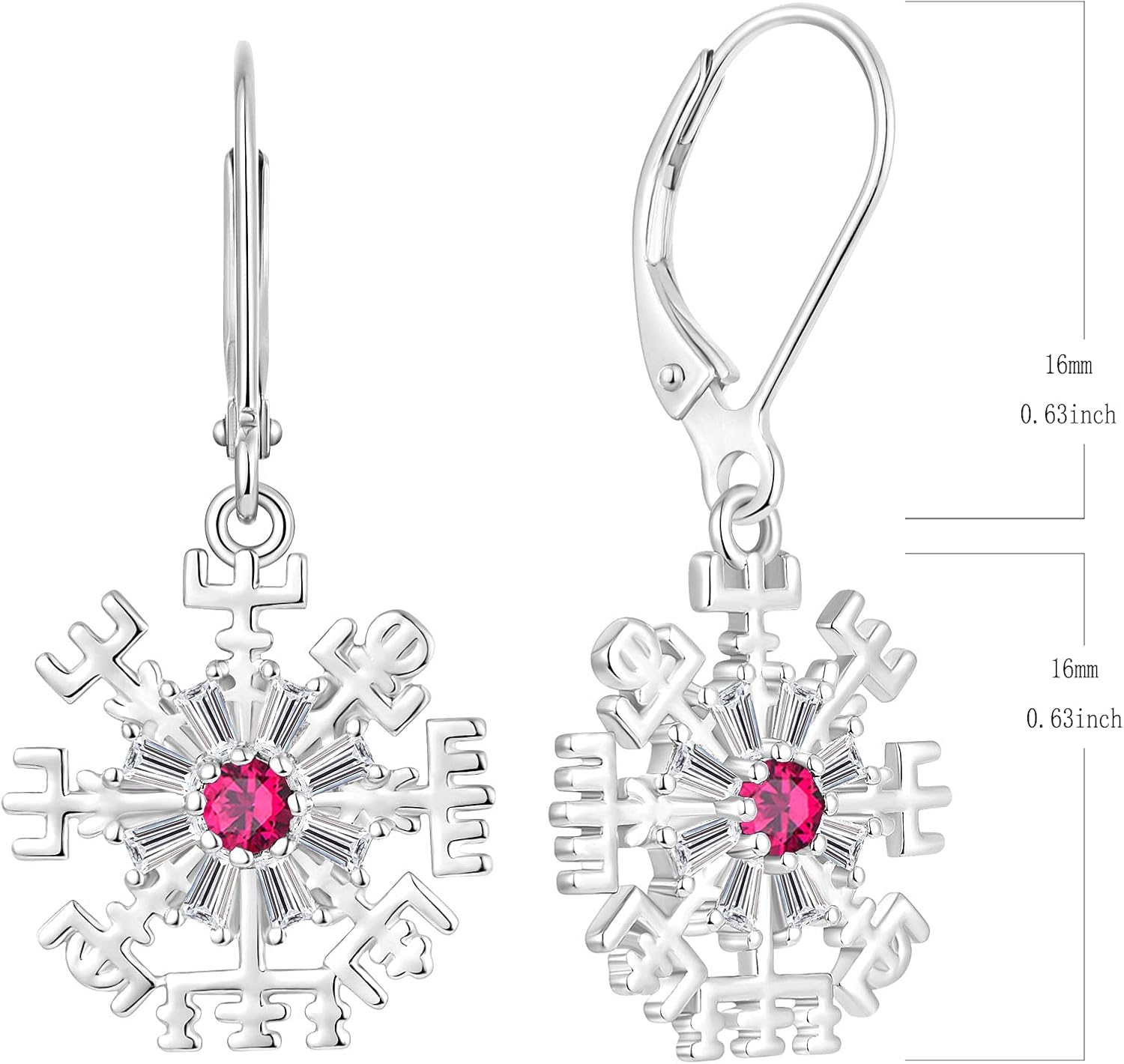 JO WISDOM Snowflake Earrings Dangle,925 Sterling Silver Viking vegvisir Snowflake Leverback Earrings Drop Earrings for Women