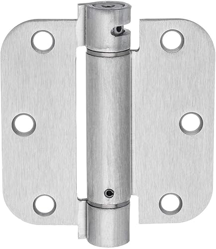 Dynasty Hardware Bisagra de resorte de embutir de 3-1/2" x 3-1/2" con esquinas de radio de 5/8", níquel satinado, paquete de 2 bisagras