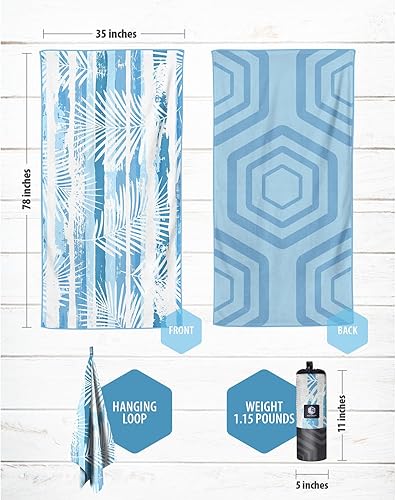 Vista 63 de VENTURE 4TH Toalla de playa de microfibra: secado rápido, compacta, sin arena, absorbente, a prueba de arena y ligera, perfecta para camping, playa