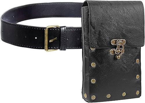 Miniatura 1 de Steampunk - Riñonera de cuero gótico de piel, estilo vintage, cartera de viaje, cartera de viaje, accesorios de fiesta para mujeres y hombres