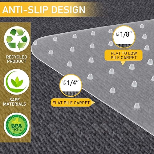 Miniatura 4 de Tapete resistente para silla de oficina para suelos de alfombra y tapete de escritorio para suelos alfombrados, protector de suelo transparente con