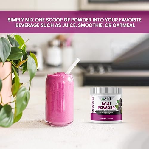 Miniatura 2 de AKI Acai Powder - Nutre tu cuerpo con vitaminas y nutrientes ideales, polvo para batidos, sin OMG, vegano y sin gluten (5.30 onzas  5.29 oz)