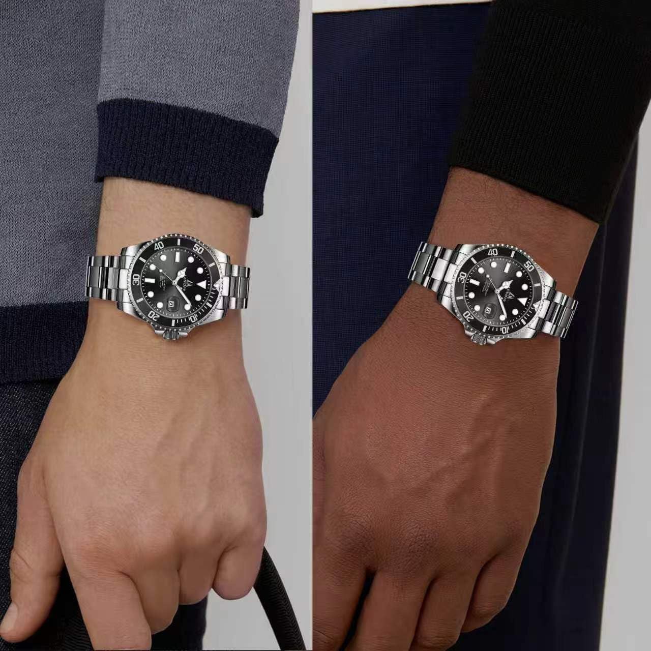 LN LENQIN Reloj Hombre Relojes de Acero Inoxidable para Hombres Reloj de Cuarzo Analógico Resistente Al Agua Relojes de Pulsera para Hombres con Fecha Relojes Casuales de Moda Luminosos