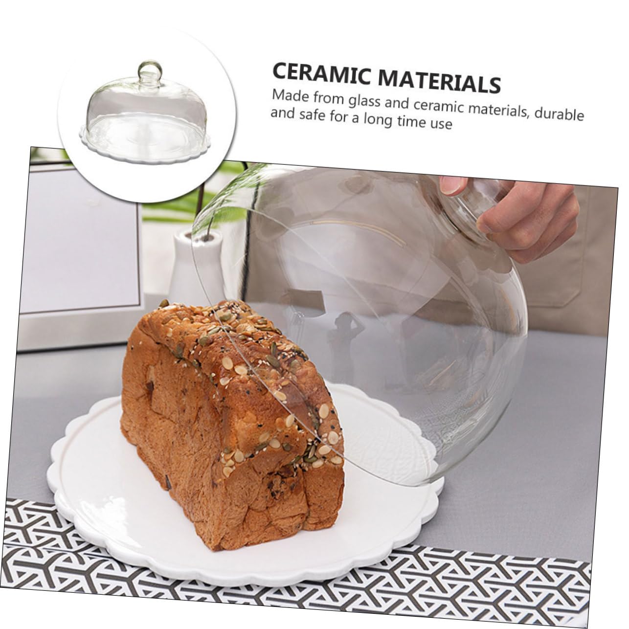 Cabilock 1 Juego Tapa De Cristal para Pasteles Cubierta De Pastel De Vidrio Plato De Pastel De Vidrio con Cúpula Cubierta De Cúpula De Postre Bandeja para Protector Cerámica Galleta