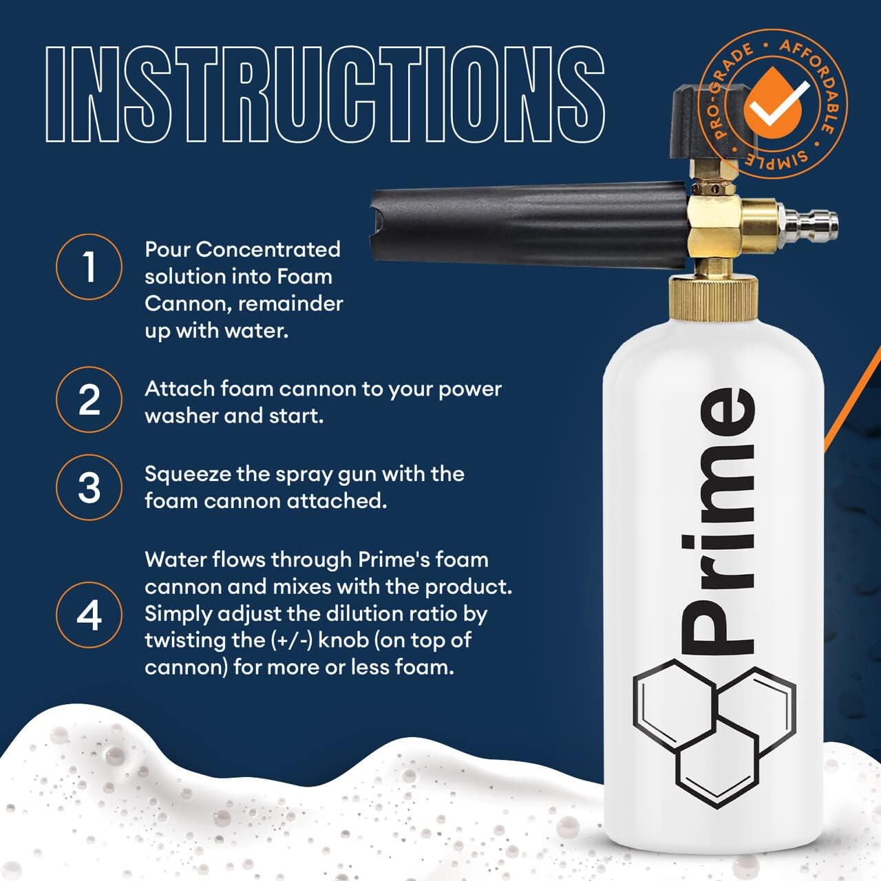 Prime Solutions MaXxX SUD'S Foam Cannon - Universal Fitting; Fits All Power Washer Spray Wands - Self Adjust Spray Patterns - Even Dispersion