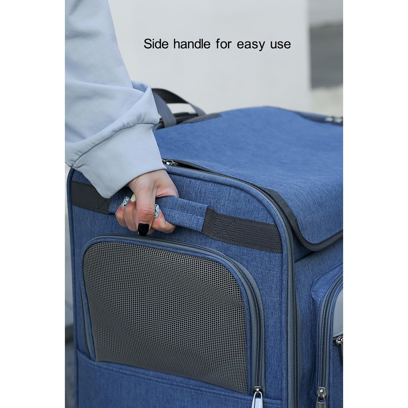 TransportíN para Gatos con Ruedas, Aprobado por AerolíNeas, con VentilacióN Multilateral Y Un Recipiente Plegable para Perros Y Gatos PequeñOs, Medianos Y Grandes. (Gray)