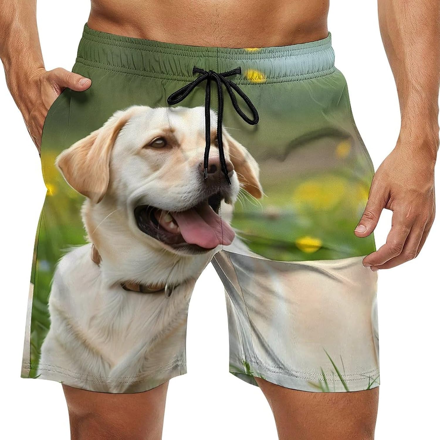 Labrador Retriever Dog Lazy Time Casual Men's Swim Trunks Novelty Summer Beach Shorts Swimwear with Pocket