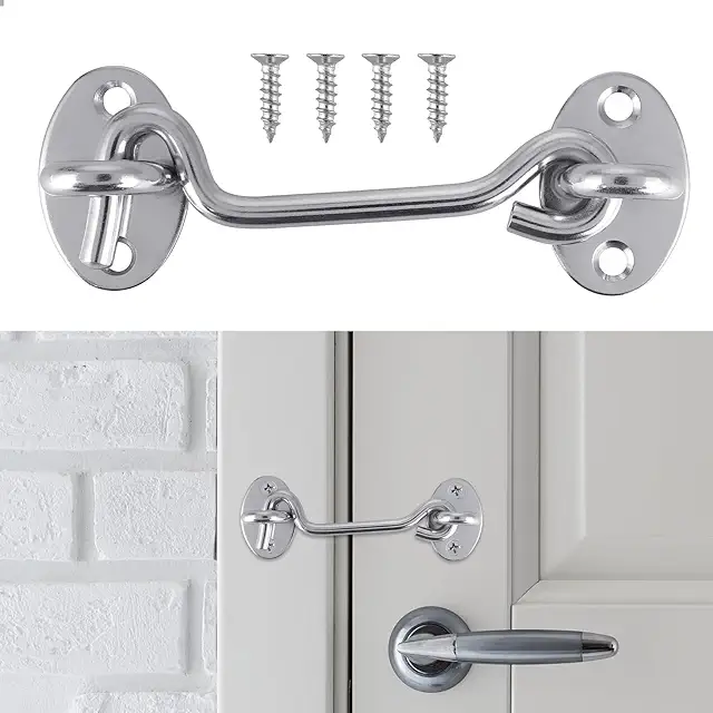 Amabro 10cm Stainless Steel Hook and Eye Lock for Doors - Deursluiting Haak