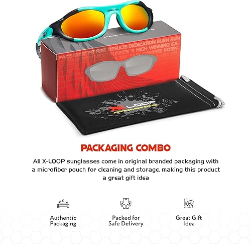 Miniatura 5 de X LOOP Gafas de sol polarizadas deportivas juveniles para niños y adolescentes de 8 a 16 años de edad, gafas de béisbol envolventes con protección