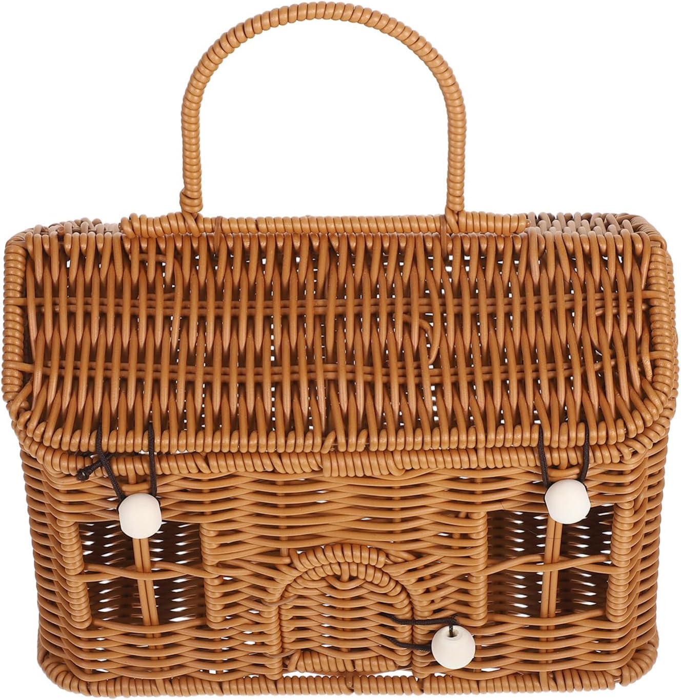 TOYANDONA Woven Picnic Basket Lid Storage Organizer for Food and Sundries Charming Retro Design for Outdoor Activities and Home Decor Lightweight and Portable