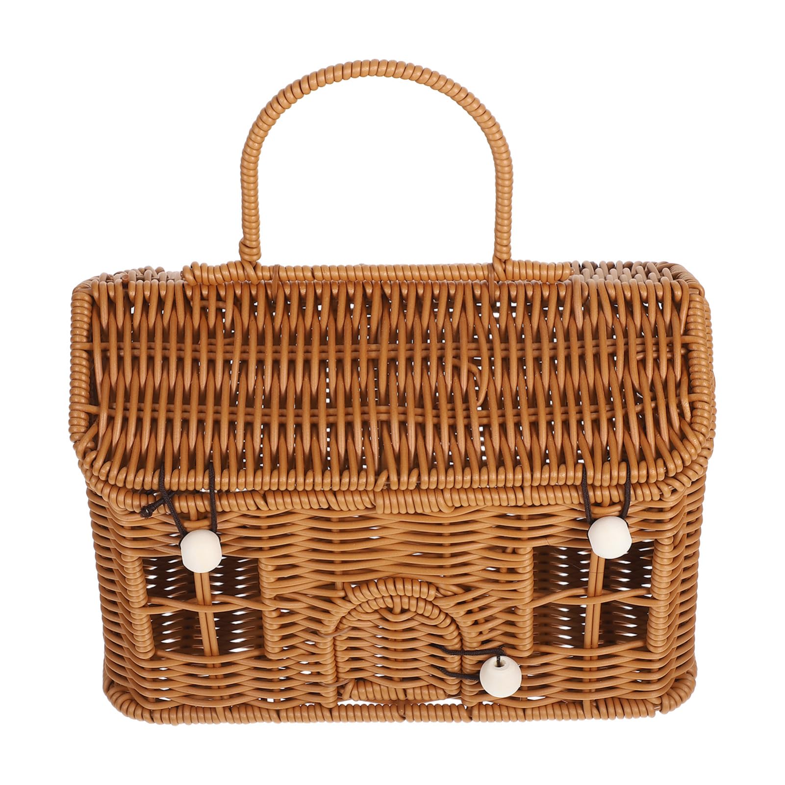TOYANDONA Woven Picnic Basket Lid Storage Organizer for Food and Sundries Charming Retro Design for Outdoor Activities and Home Decor Lightweight and Portable