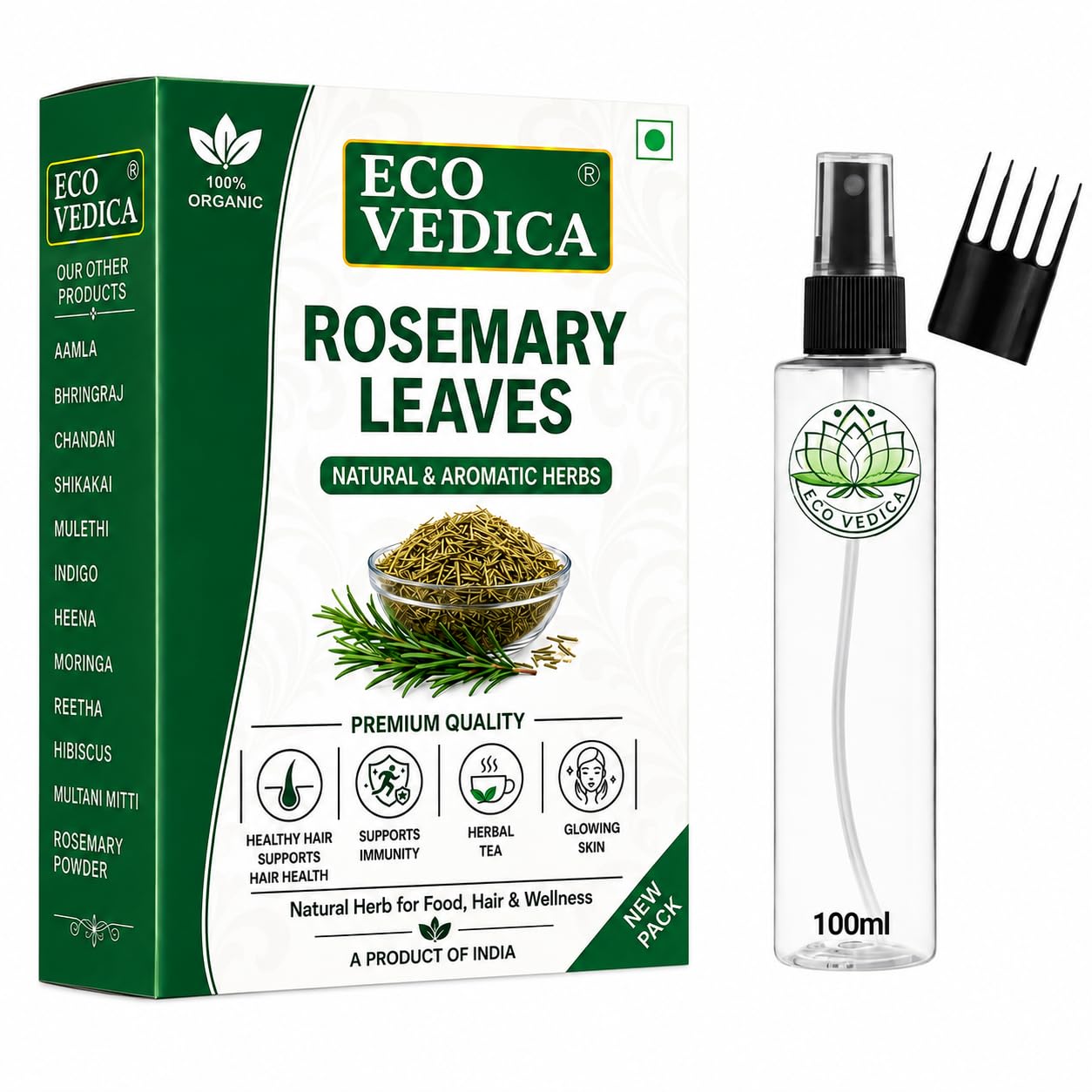 Premium Rosemary Leaves for Hair Growth – 100g | Top Grade 100% Natural & Food Grade | With Mist Spray & Comb Cape for DIY Rosemary Water | Strengthens Roots & Reduces Dandruff-image-8