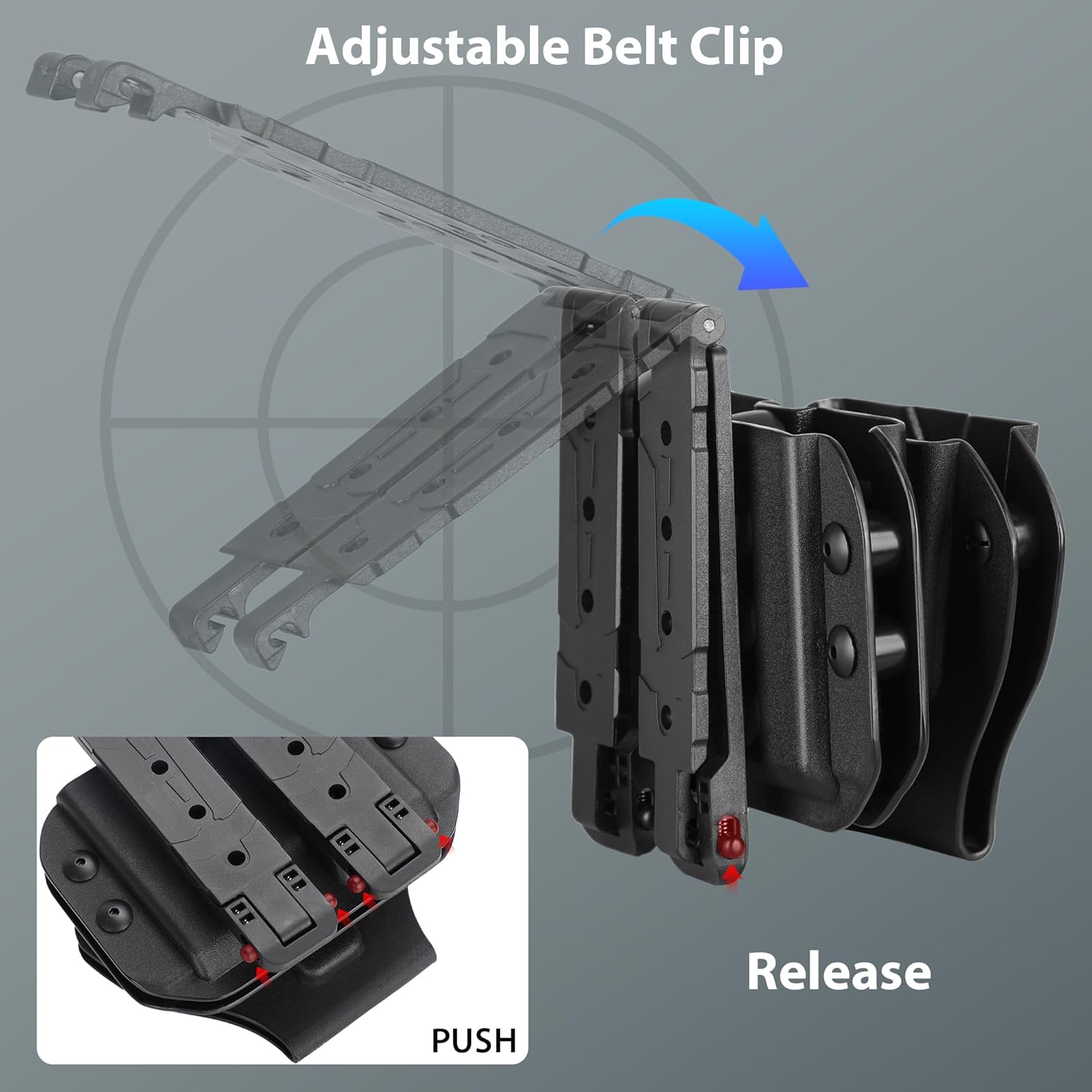 Cavebeear Kydex Hand Cuff/Mag Combo Pouch for 9mm/.40/.45 Single & Double - Stack Magazine and S&W Model 100/ASP Chained/Peerless Chained Handcuffs,Adjustable Retention,Fit 1.5 1.75 2.0 2.25 Belt.