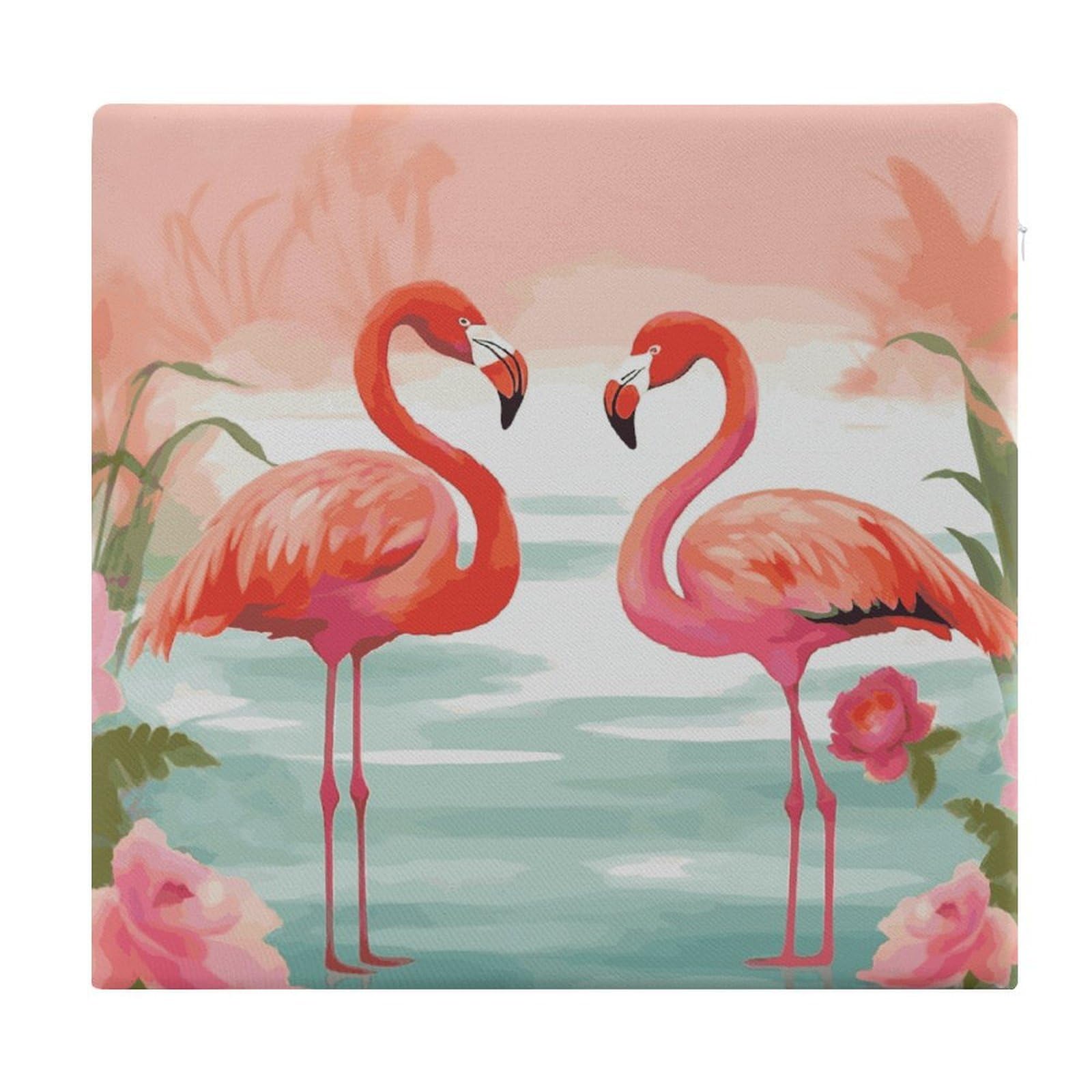LDGSUPH - Two red flamingos seat cushions for office chair square cushions soft floor cushions comfortable memory foam cushion cushions for home travel chair