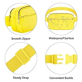Frenou Fashion Fanny Bag-Waist Pack With Adjustable Belt Bag-Unisex Crossbody Pack For Travel Running Hiking-Yellow