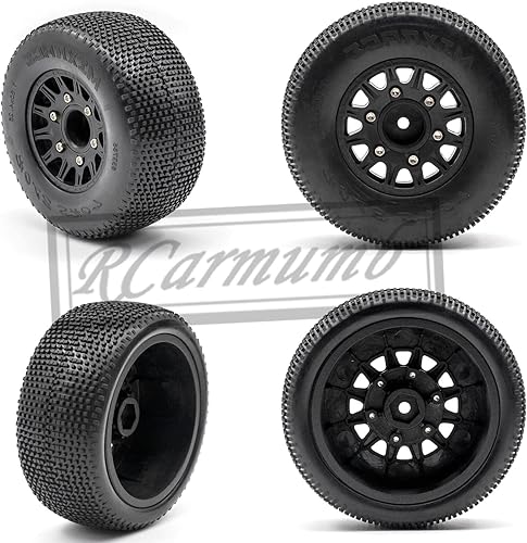Miniatura 5 de 4 neumáticos de camión Rc, ruedas y neumáticos hexagonales RC de 0.472 in0.551 in para 110 Slash 2WD 4×4 4wd, Arrm a Senton Axia1 Red cat Rc 4wd Hex