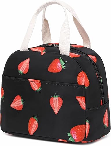 Miniatura 13 de Lonchera térmica a cuadros para mujeres y niñas, lonchera reutilizable para adultos, niños, escuela, trabajo, viajes (morado) A cuadros