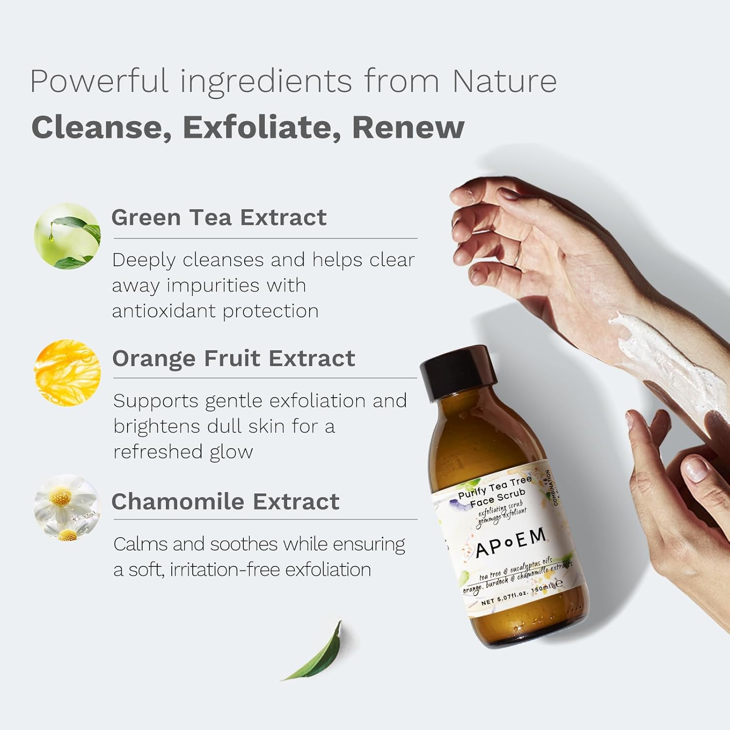 APoEM Renew & Purify Skincare Set | Anti-Aging Serum Capsules & Tea Tree Face Scrub | Smooth, Firm & Brighten Skin | Natural Botanical Formula - Image 3