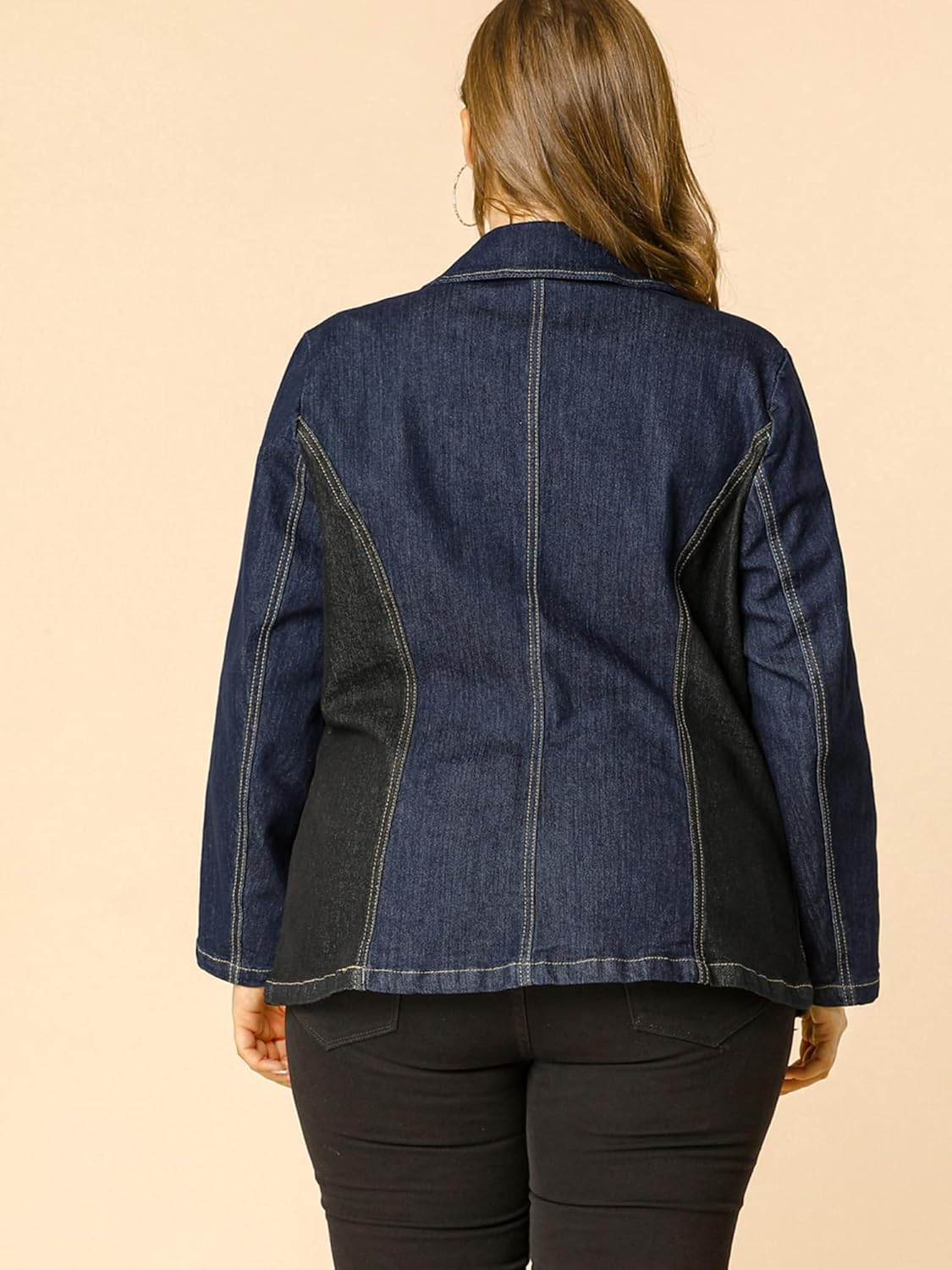 Agnes Orinda Women's Plus Size Denim Jackets Elegant Lapel Work Jean Blazer Jacket 2025 - Image 5