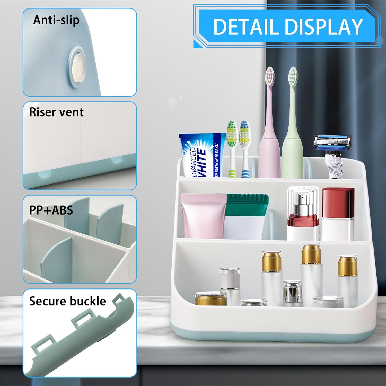 Toothbrush Holder for Bathroom, Detachable for Easy Cleaning