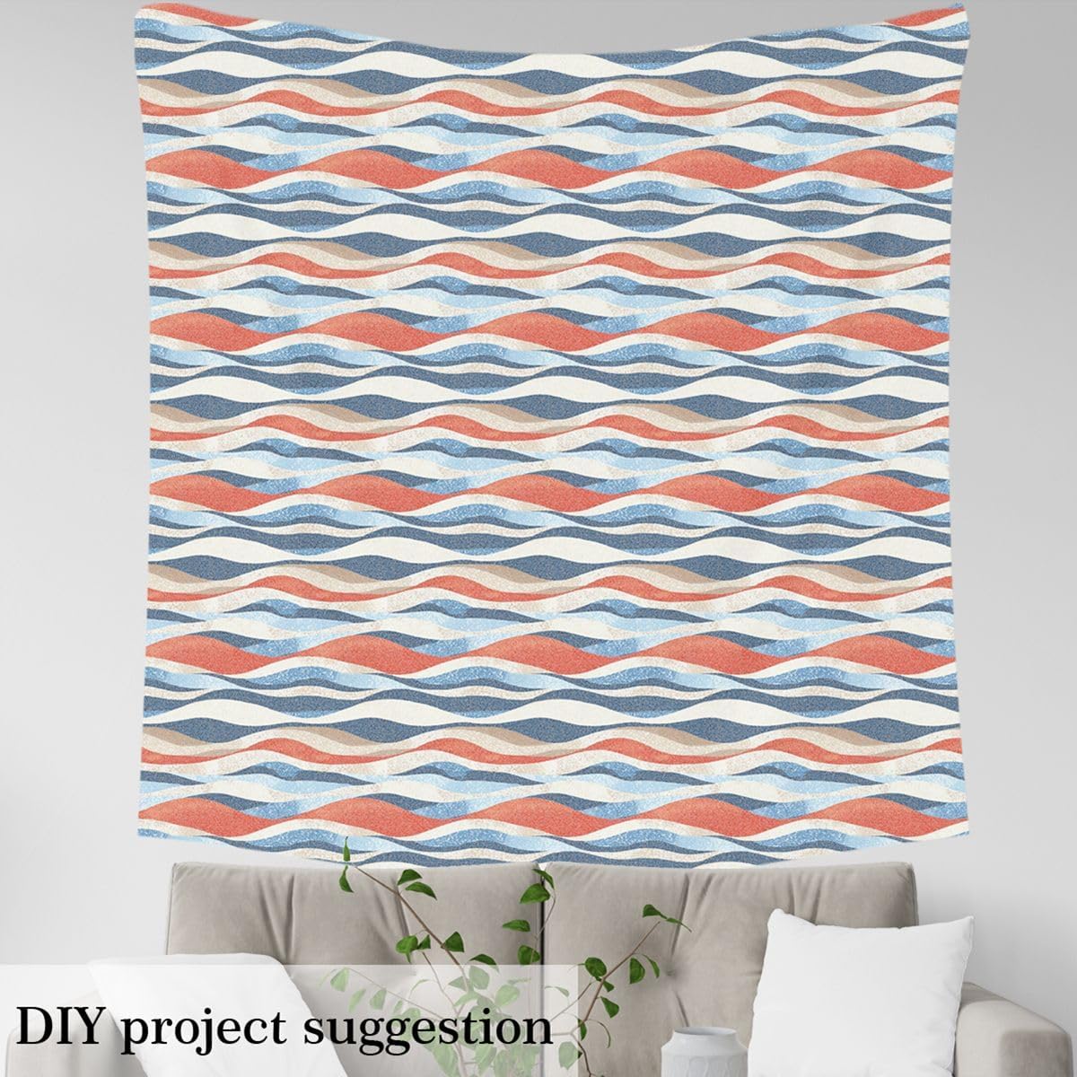 Erosebridal Ocean Fabric, Abstract Sea Wave Upholstery Fabric by The Yard, Geometric Ripple Dots Indoor Outdoor Fabric, DIY Aesthetic Decorative Fabric for Quilting Sewing, 5 Yards, Colorful