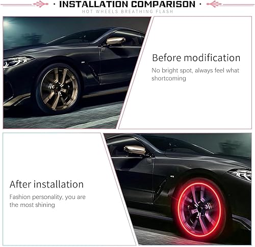 Miniatura 4 de Fluher 6 luces de válvula de neumático de automóvil, luz nocturna modificada fresca, luz de flash con sensor de choque, impermeable, tapa de luz