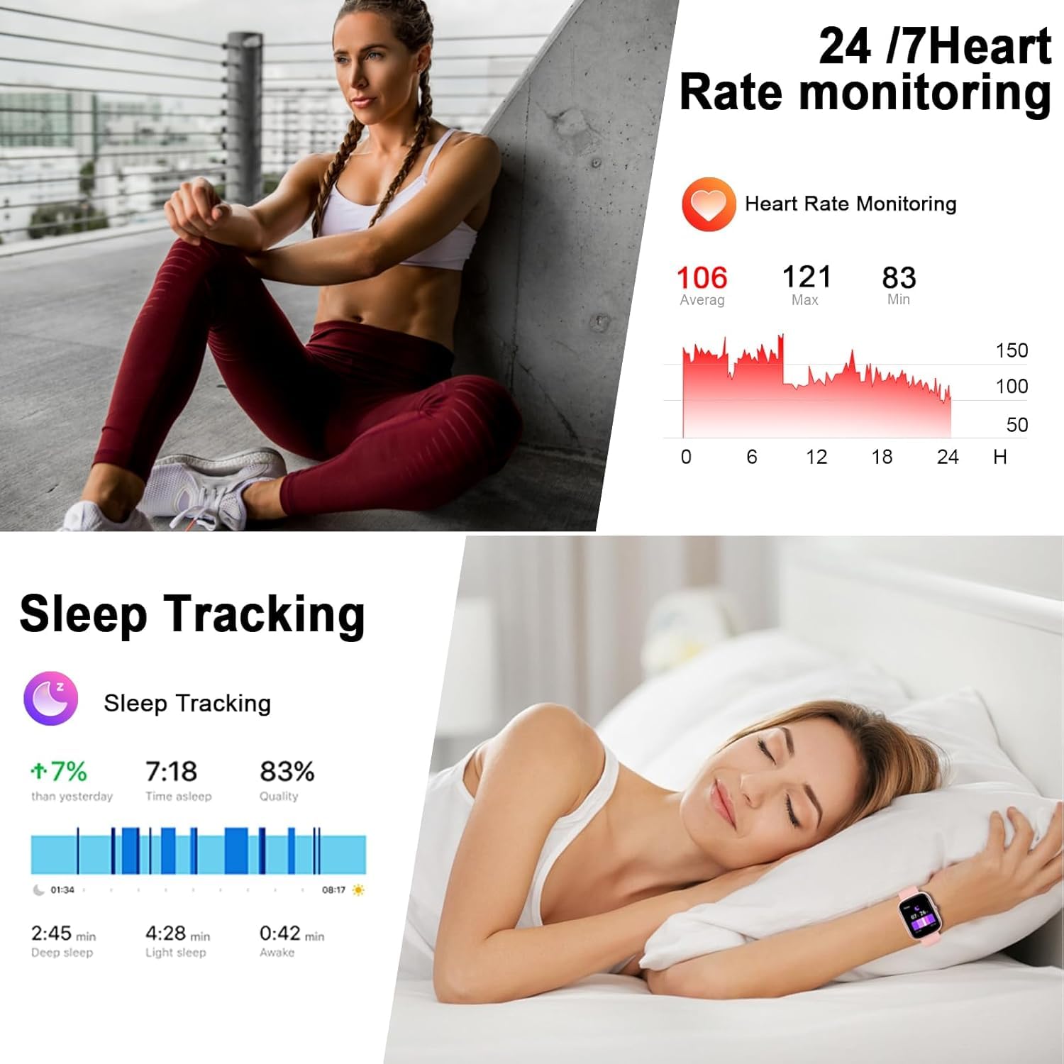 Smartwatch con funzione Alexa integrata, tracker fitness touch screen con funzione di chiamata Bluetooth, orologio fitness con monitoraggio della frequenza cardiaca/sonno