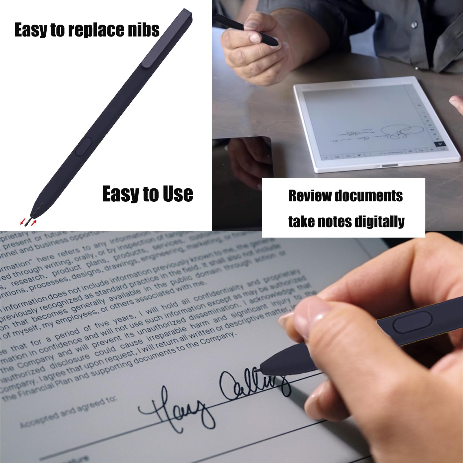 Lápiz para Remarkable 2 y 1 - Stylus, Pencil y Marker Pen Compatible con Remarkable 1/2, Negro