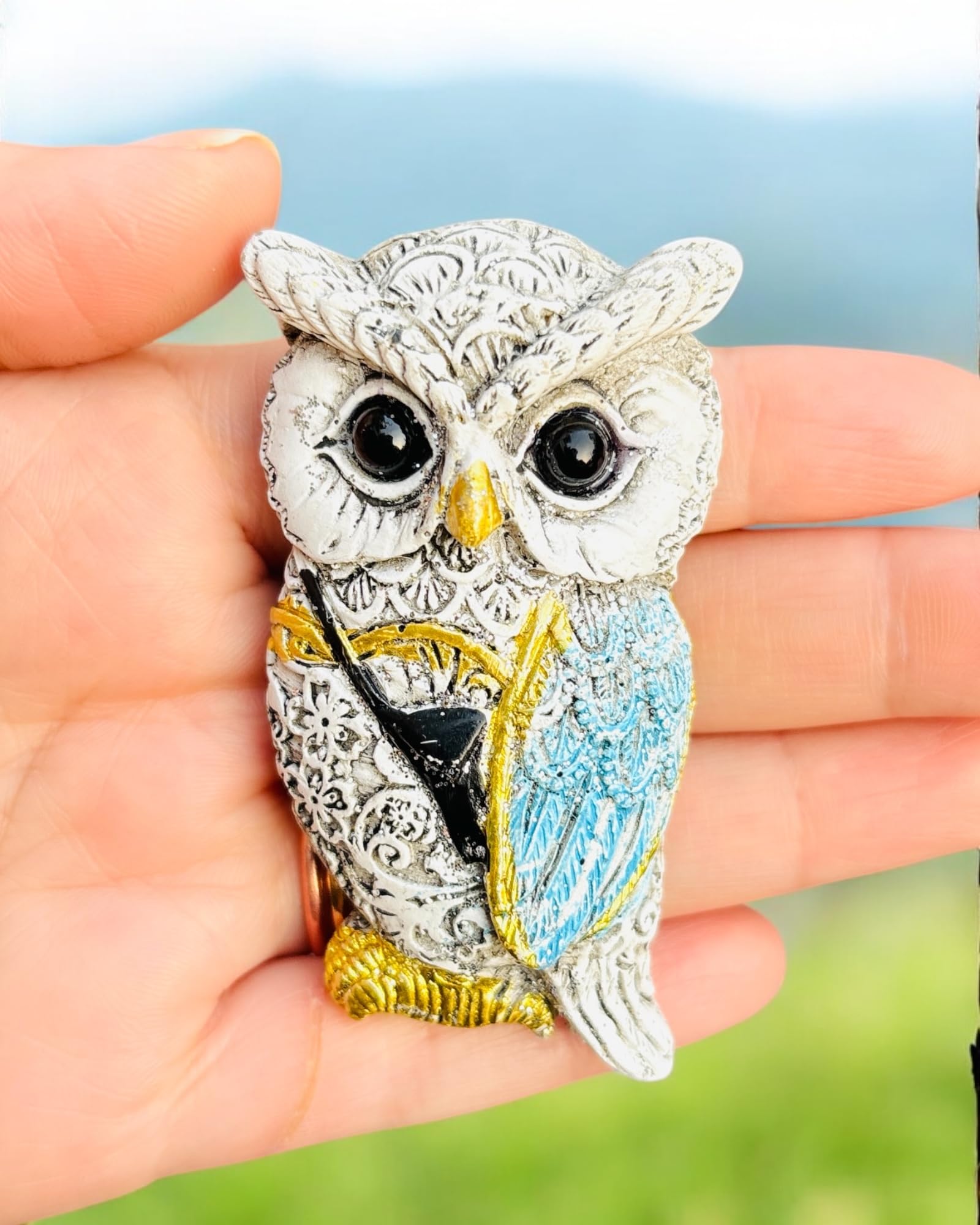 WARMINGO DE Owl Fridge Magnet for Good Luck Aesthetic Resin Owl Art Figurine Showpiece | Feng Shui Vastu Evil Eye Protection | Home Decor & Gifting-image-7