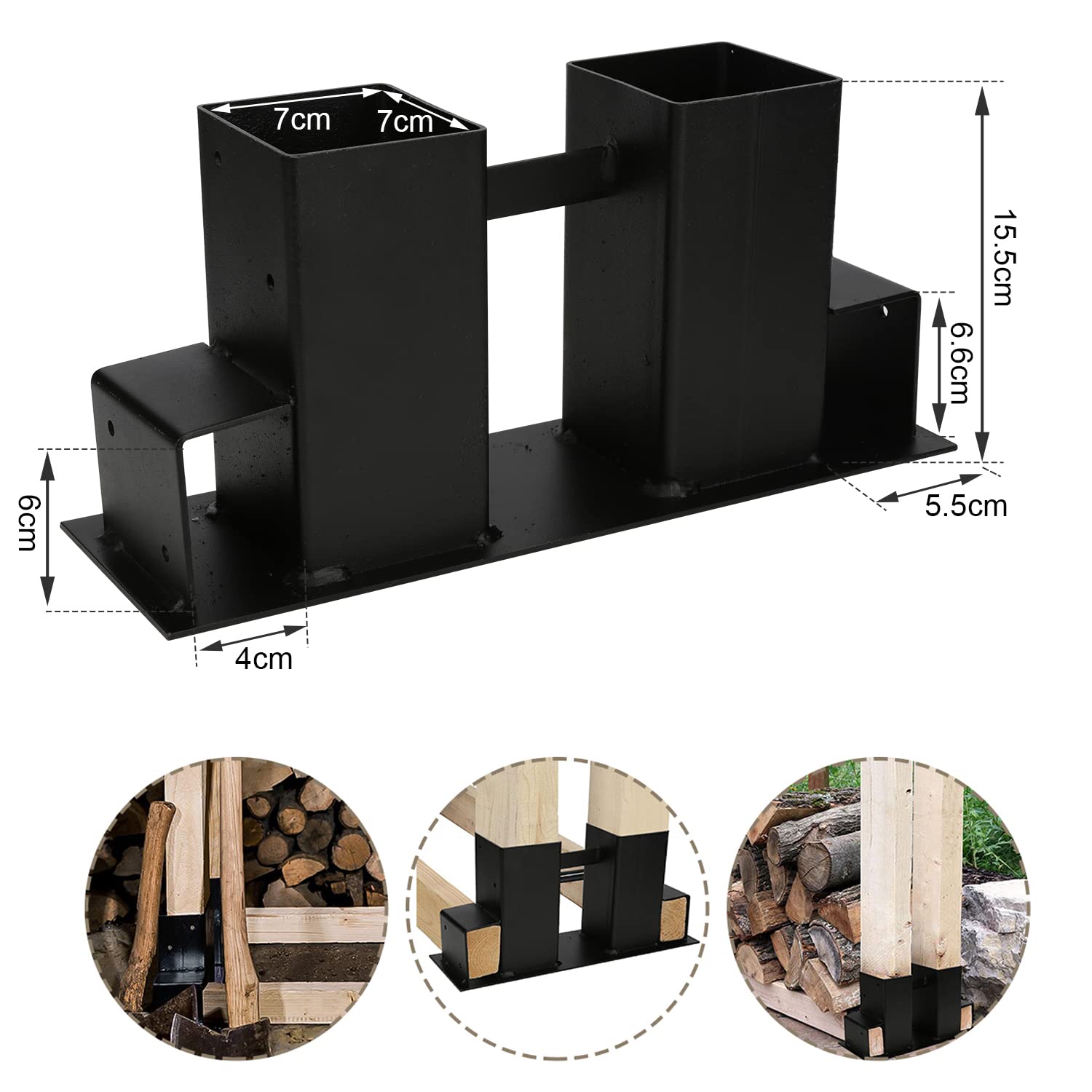 8er Set Holzstapelhilfe, Stabile Brennholz-Stapelhilfe, Schwarz Holzstapelhalter Kaminholzhalter Kaminholzregal Für Innen und Außen