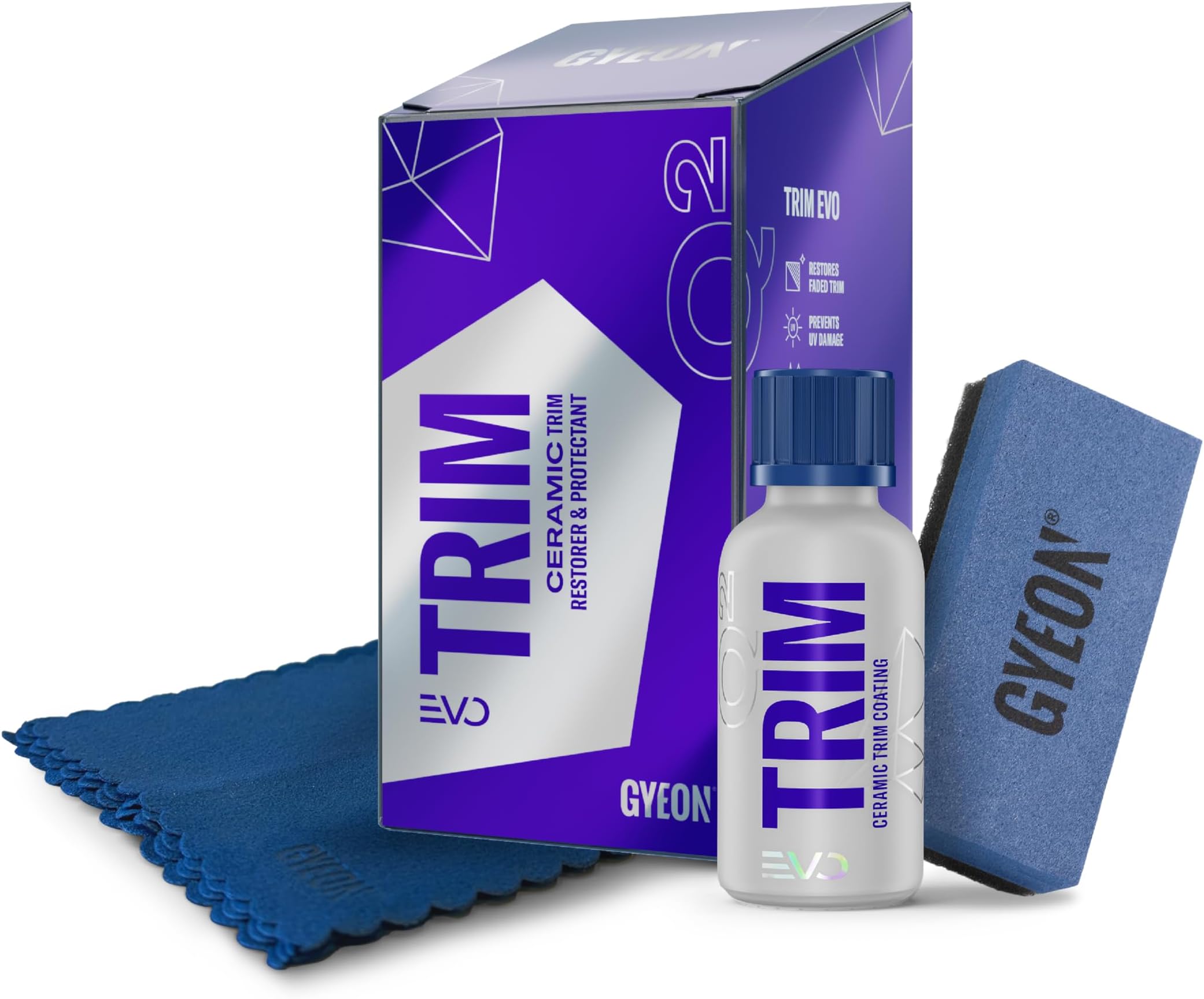 Q² Trim EVO Kit - Ceramic Trim Restorer - Exterior Car Plastic Restorer Black for Faded & Discoloured Plastic Trims & Rubber, Hydrophobic, Against UV Rays & Chemicals - 30 ml