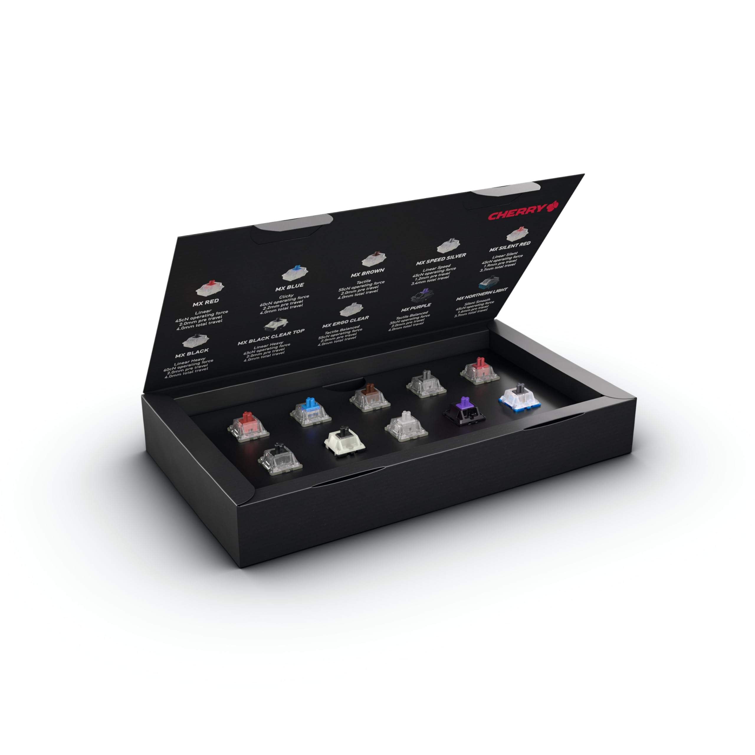 Cherry MX2A Experience Box, 10 Piece Sample Tester, Mechanical Keyboard Switches, for DIY, Hot Swap or Gaming Keyboard, for Testing and Getting to
