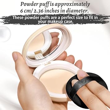 6 Pieces Powder Puffs Soft Round Powder Puff Makeup Powder Puffs for Loose Powder 6cm Diameter Face Sponges for Face and Body (Black)