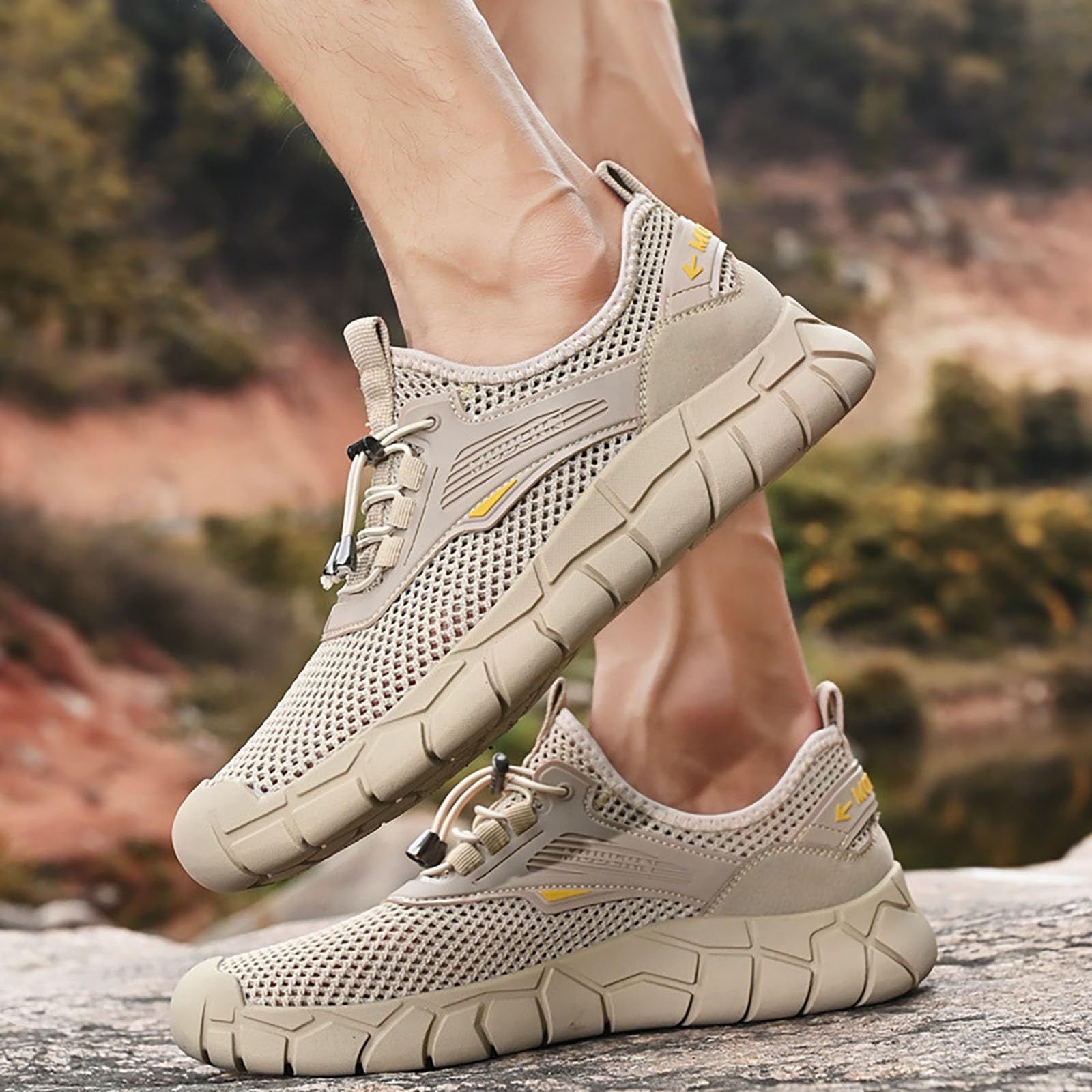 Generisch Turnschuhe mit Schnellverschluss Herren, Sportschuhe Herren Mesh, Sneaker Atmungsaktiv Joggingschuhe Flache Sohle Sommerschuhe Einfarbig Fitnessschuhe rutschfest Freizeitschuhe Casual