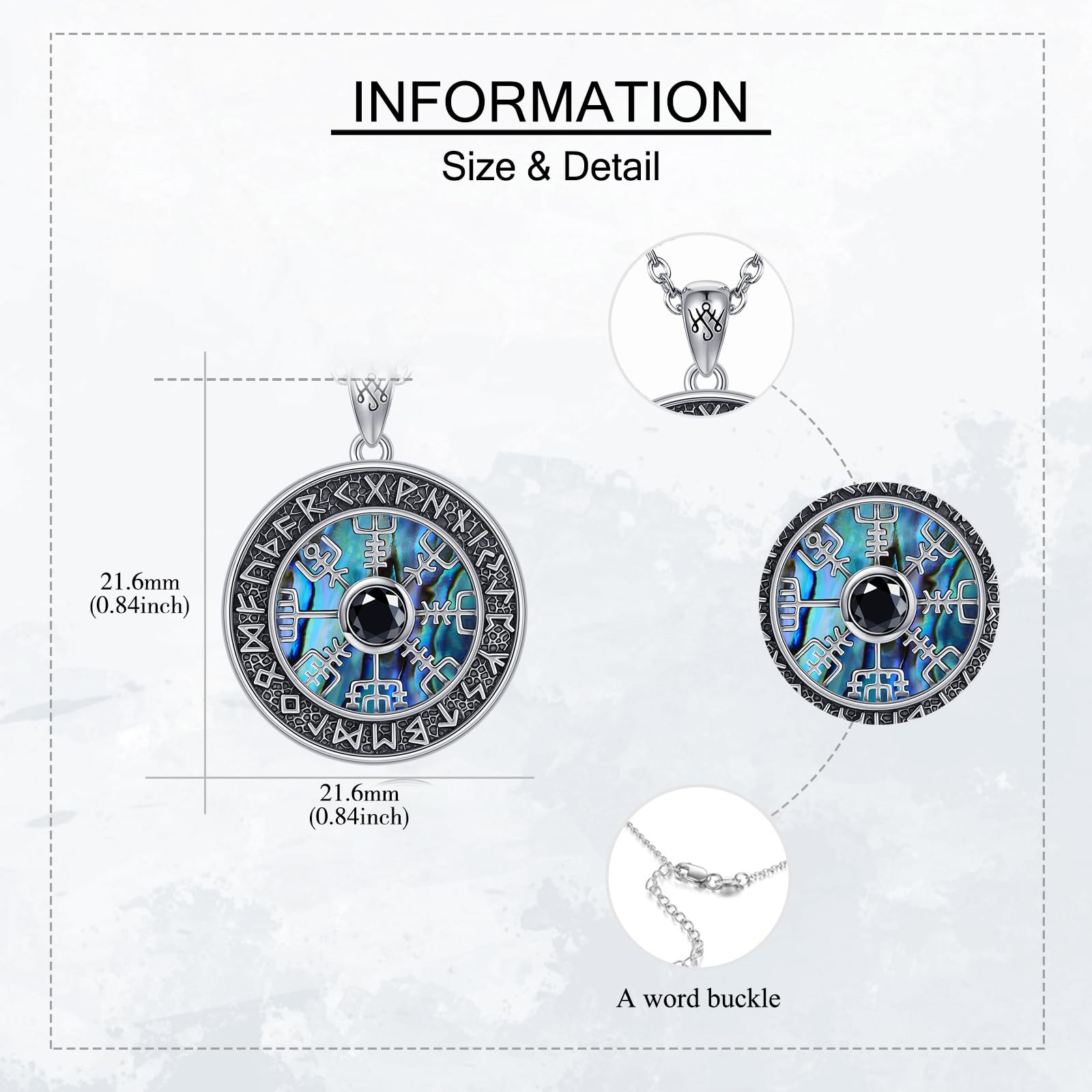 JERWLI Wikinger-Kompass-Halskette aus 925 Sterling Silber, Runen Vegvisir-Anhänger-Halskette, Schmuckgeschenk zum Muttertag für Frauen und Mütter.