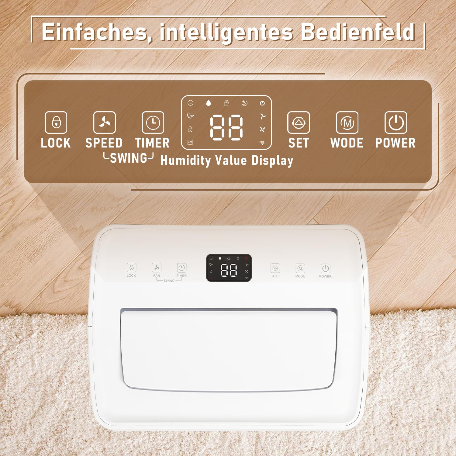 Eulenke Elektryczny osuszacz powietrza 26 l, 3 tryby pracy, cyfrowy wyświetlacz, odłączany zbiornik na wodę 4,3 l, wąż odpływowy, timer 24 h, cichy osuszacz powietrza do piwnic