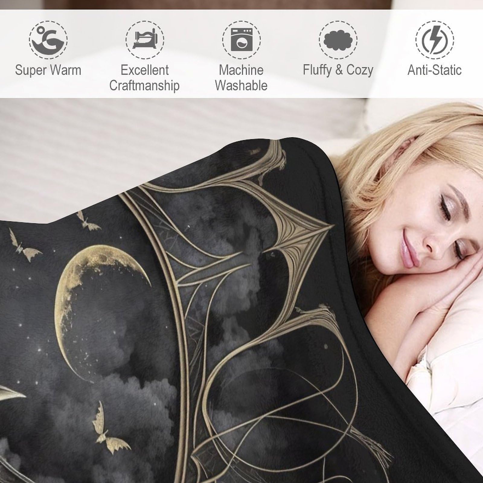 Premium Wohndecke - Fledermaus Decke Flannel - Extra Weiche TV- Decke Vier Jahreszeiten Wohndecke Dicke Couchdecke Für Bett/Sofa（150×200cm）