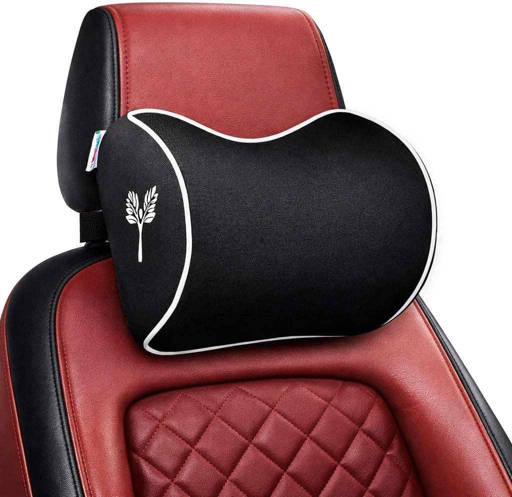 Grin Health Orthopedic Car Neck Rest Pillow | Car Seat Neck Support Head Rest Cushion for Long Drives & Neck Pian Relief | Memory Foam Neck Pillow for Car, Office & Travel Ergonomic Pillow for Driving