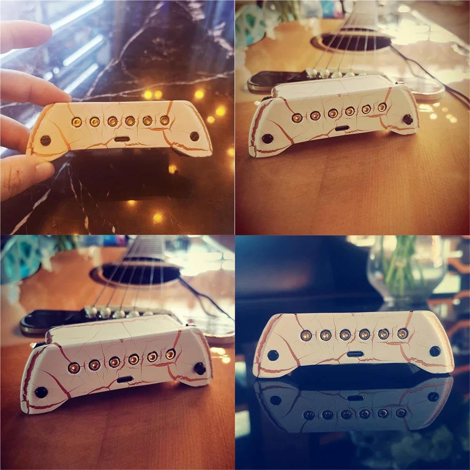 Pickup Per Chitarra Acustica JC-A2 Pickup Per Chitarra Acustica Accessori Per Chitarra Pickup Attivo A Doppia Bobina Per Chitarra Acustica Accessori Per Chitarra(White)