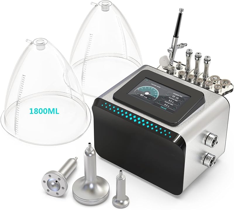 Beauty Star Máquina 3 em 1 de Microdermoabrasão, Ventosa a Vácuo e Spray com Copos de 1.800 mL e Bombas Gua Sha, Modelo VⅡ