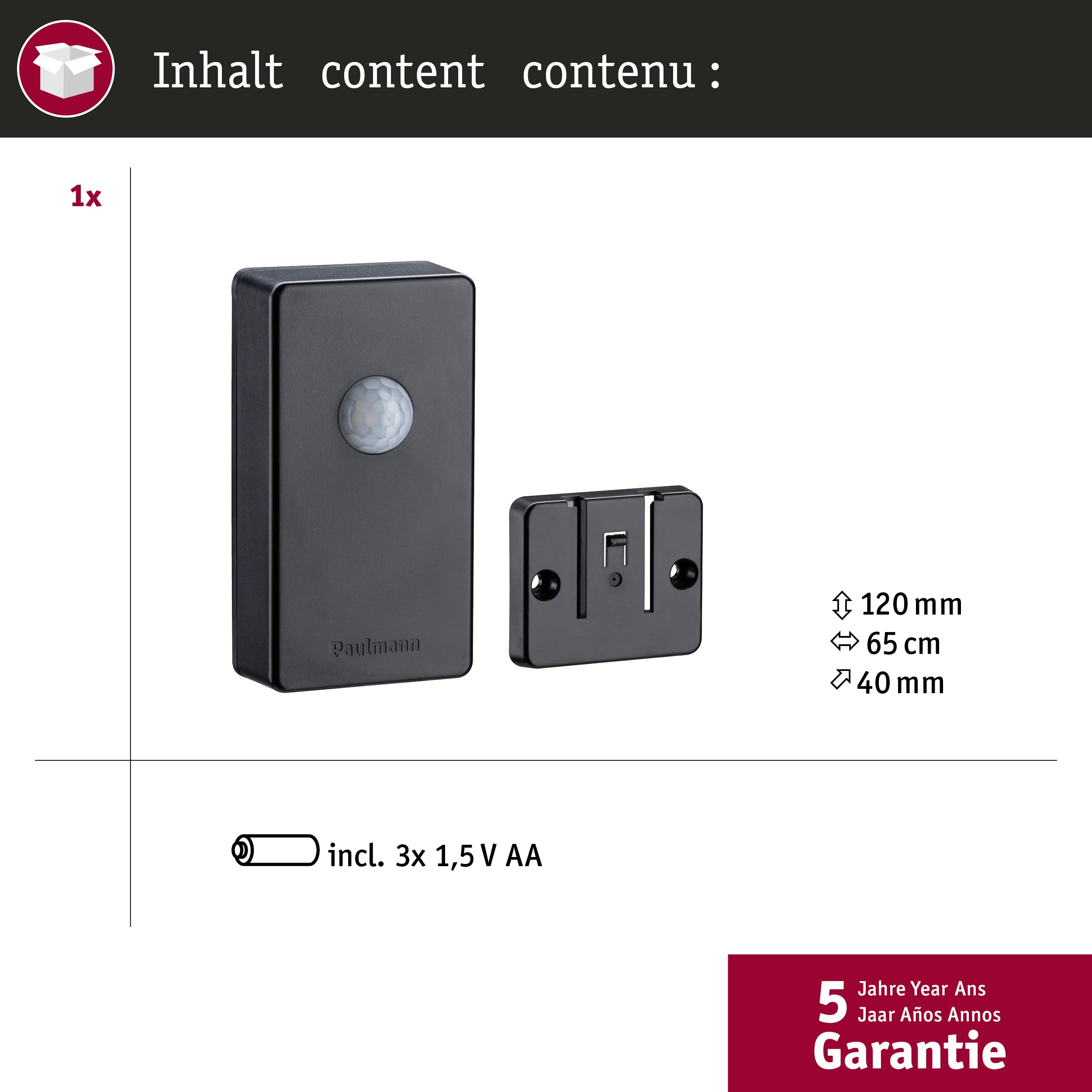 Paulmann 50136 Sensor Smart Home Zigbee Outdoor IP44 Schwarz smik Motion Sensor Outdoor