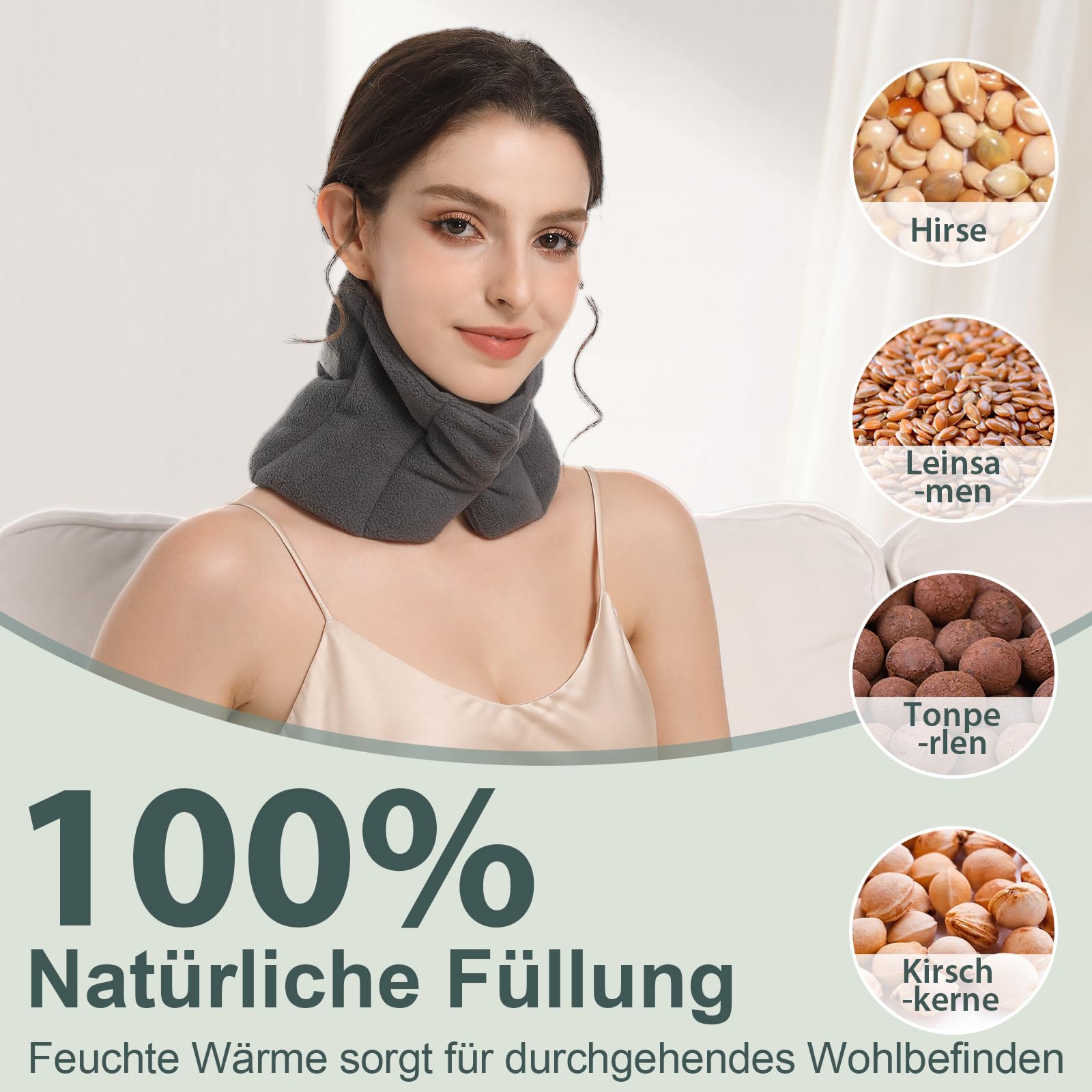 AROMA SEASON Körnerkissen Nacken für Mikrowelle - Wärmekissen Nacken - Wärmepad für Wärmetherapie