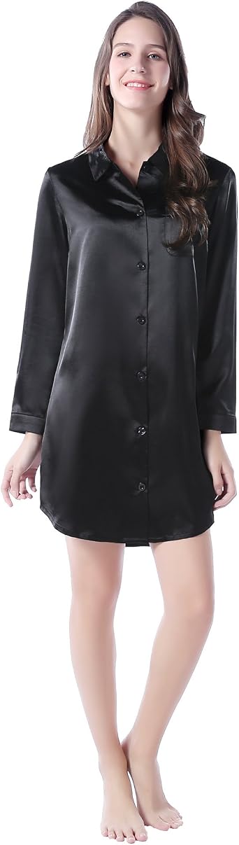 Richie House Women's Medium Style Satin Shirt Pajama Sleepwear Size S-XL RHW2788