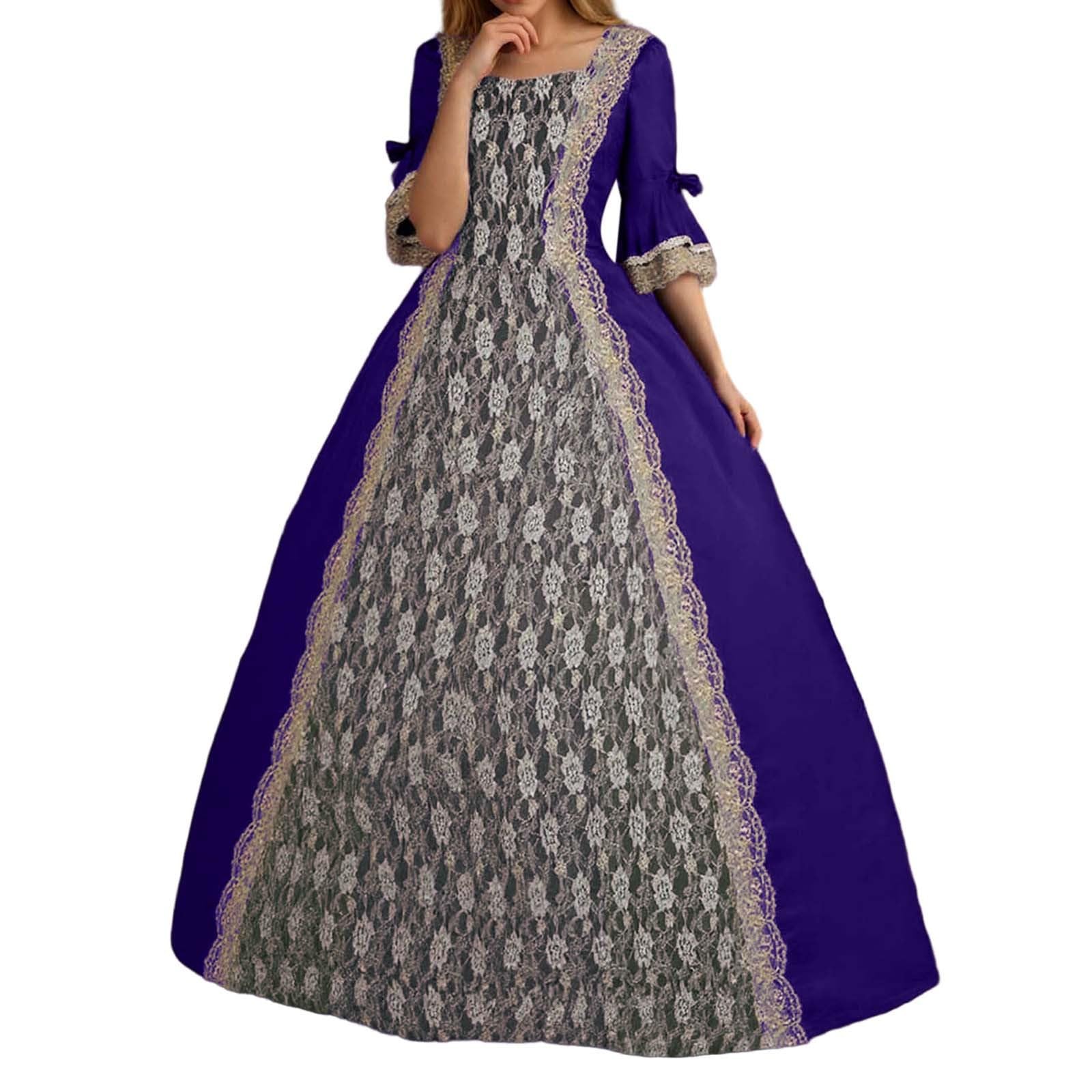 Robe Femme Coupe Ample et Fluide pour Un Style bohème Chic et Estival d'halloween Gothique en Dentelle féminine Longue à Grande Jupe avec Dentelle ajourée Style élégant Polyvalent pour Cosplay soirée