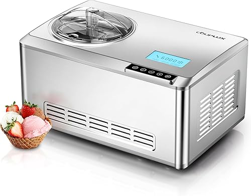 Máquina para hacer helados, máquina de helado de 2.1 cuartos de galón de congelación más rápida con compresor integrado, fácil de operar y limpiar,