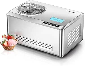 COUPLUX 2.1QT Ice Cream Maker with Built-in Compressor and LCD Display