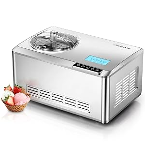 COUPLUX Ice Cream Maker Fastest Freezing 2 1QT Ice Cream Machine with Built-in Compressor Easy Operate Clean Automatic
